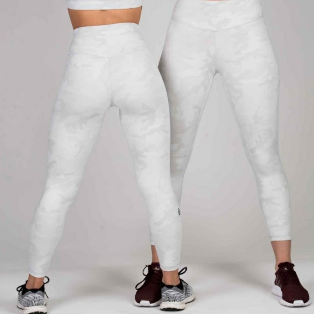 P’tula White Light Camo Print The Stealth High Rise Extreme‎ Stretch Leggings S